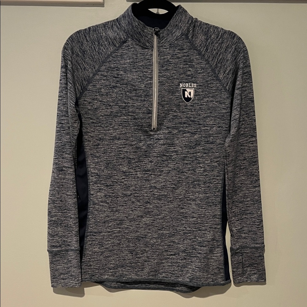 Noble and Greenough Half-Zip Pullover in Blue Heather